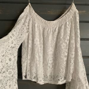 Hollister off the shoulder sleeved shirt